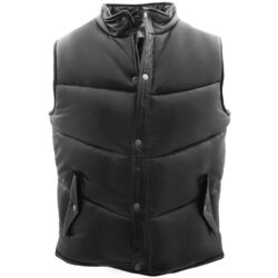 Leon Herren Lederweste Schwarz Puffer-Stil
