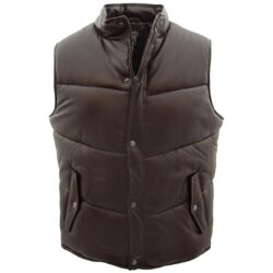 Herren Lederweste Puffer Style Leon Braun