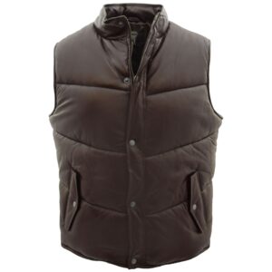 Herren Lederweste Puffer Style Leon Braun