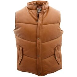 Leon Herren Lederweste Puffer Style Tan