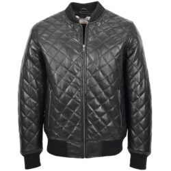 Warren Herren Lederjacke im Bomber-Stil Schwarz