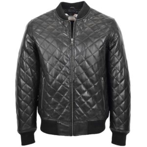 Warren Herren Lederjacke im Bomber-Stil Schwarz