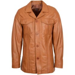Derek Herren Leder-Blazer in Tan