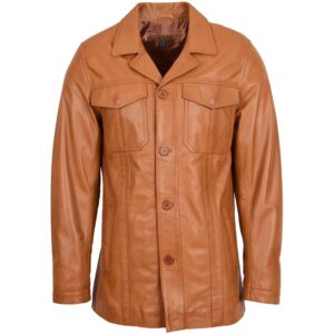 Derek Herren Leder-Blazer in Tan