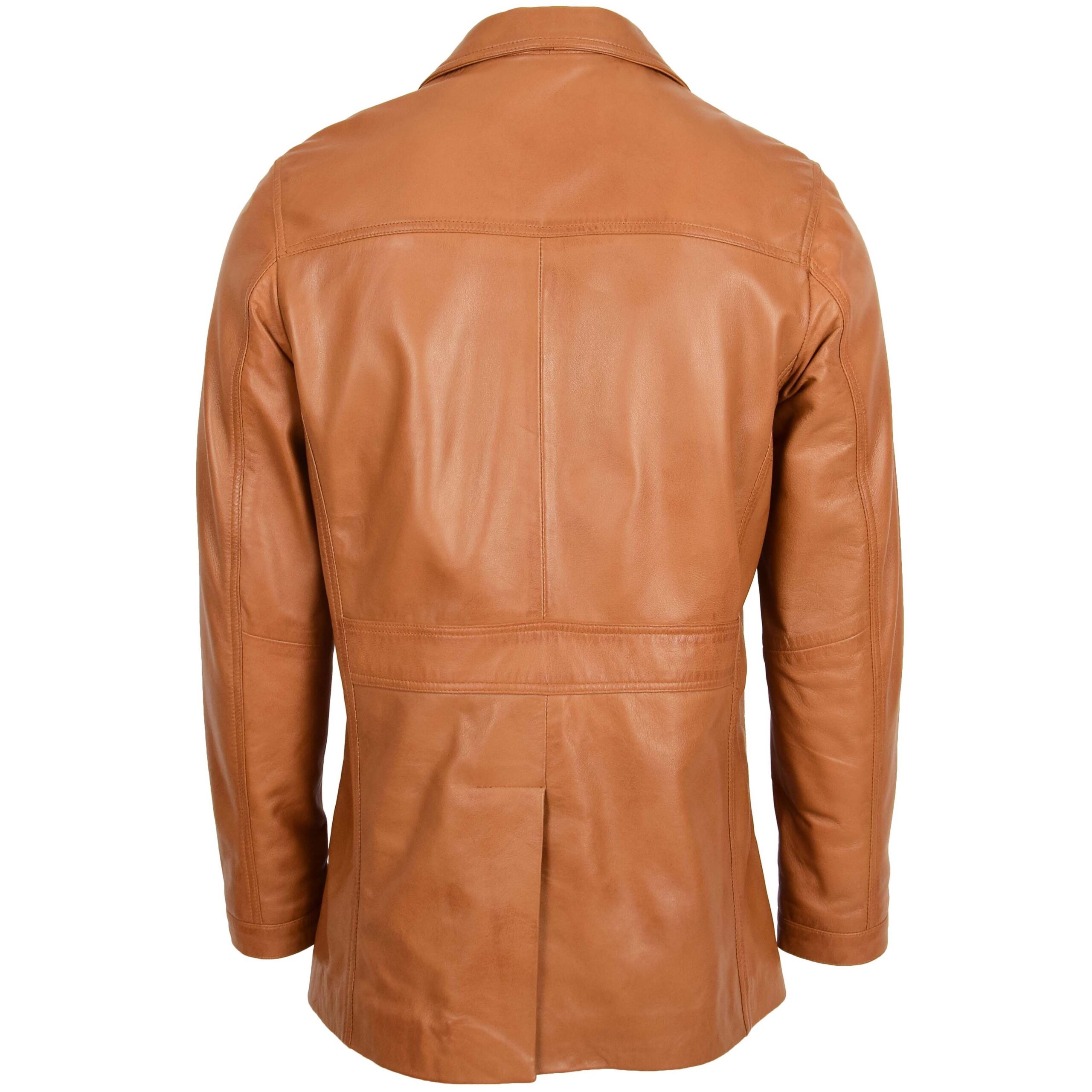 Derek Herren Leder-Blazer in Tan - Image 2