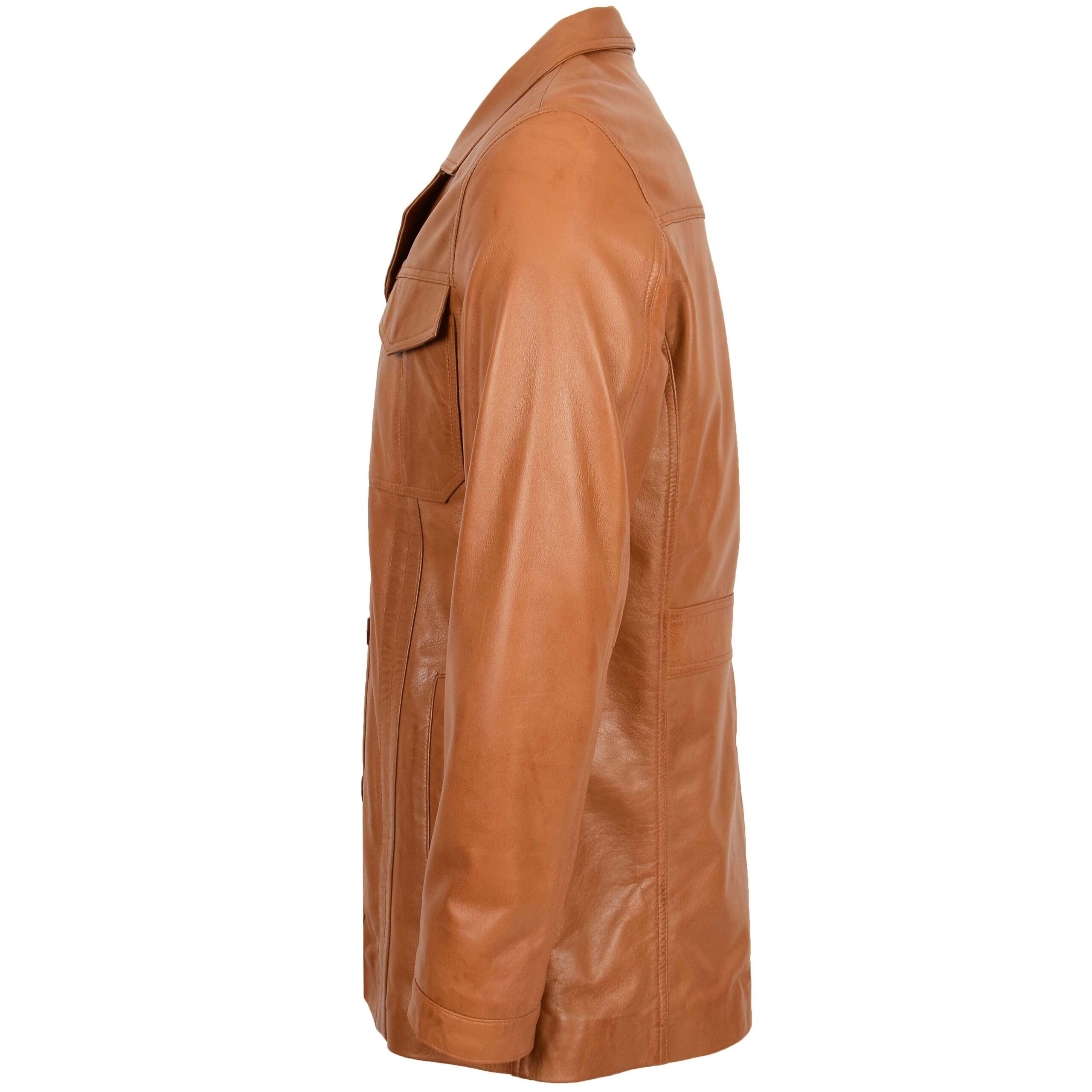 Derek Herren Leder-Blazer in Tan - Image 5