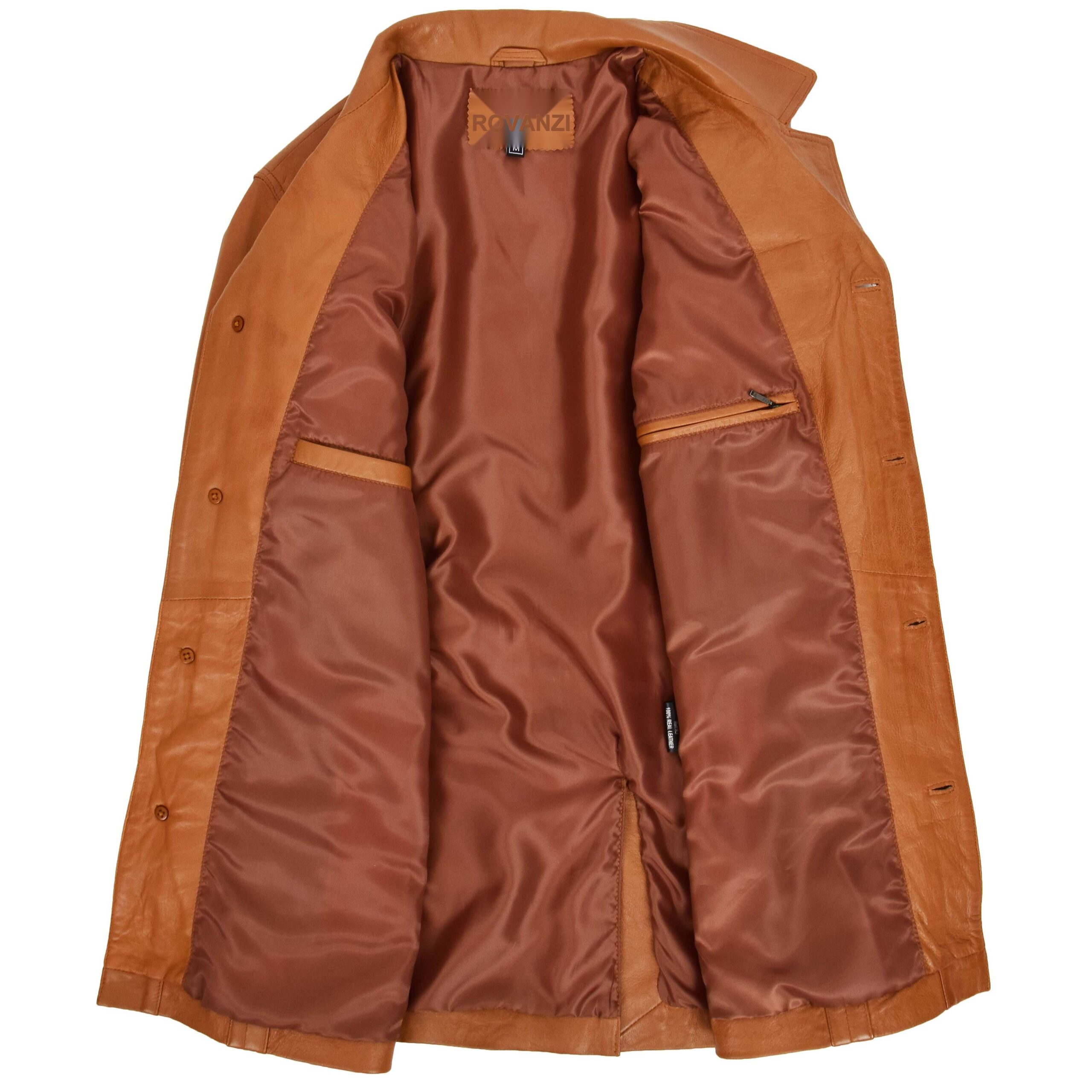 Derek Herren Leder-Blazer in Tan - Image 6