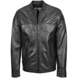Herren Lederjacke Paul in Schwarz mit Stehkragen