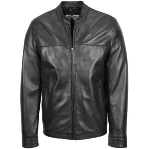 Herren Lederjacke Paul in Schwarz mit Stehkragen
