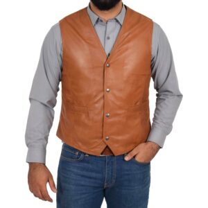 Petrelli Herren Lederweste in Tan
