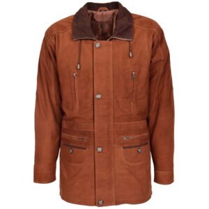 Herren Leder-Autojacke Jason in Tan Nubuk
