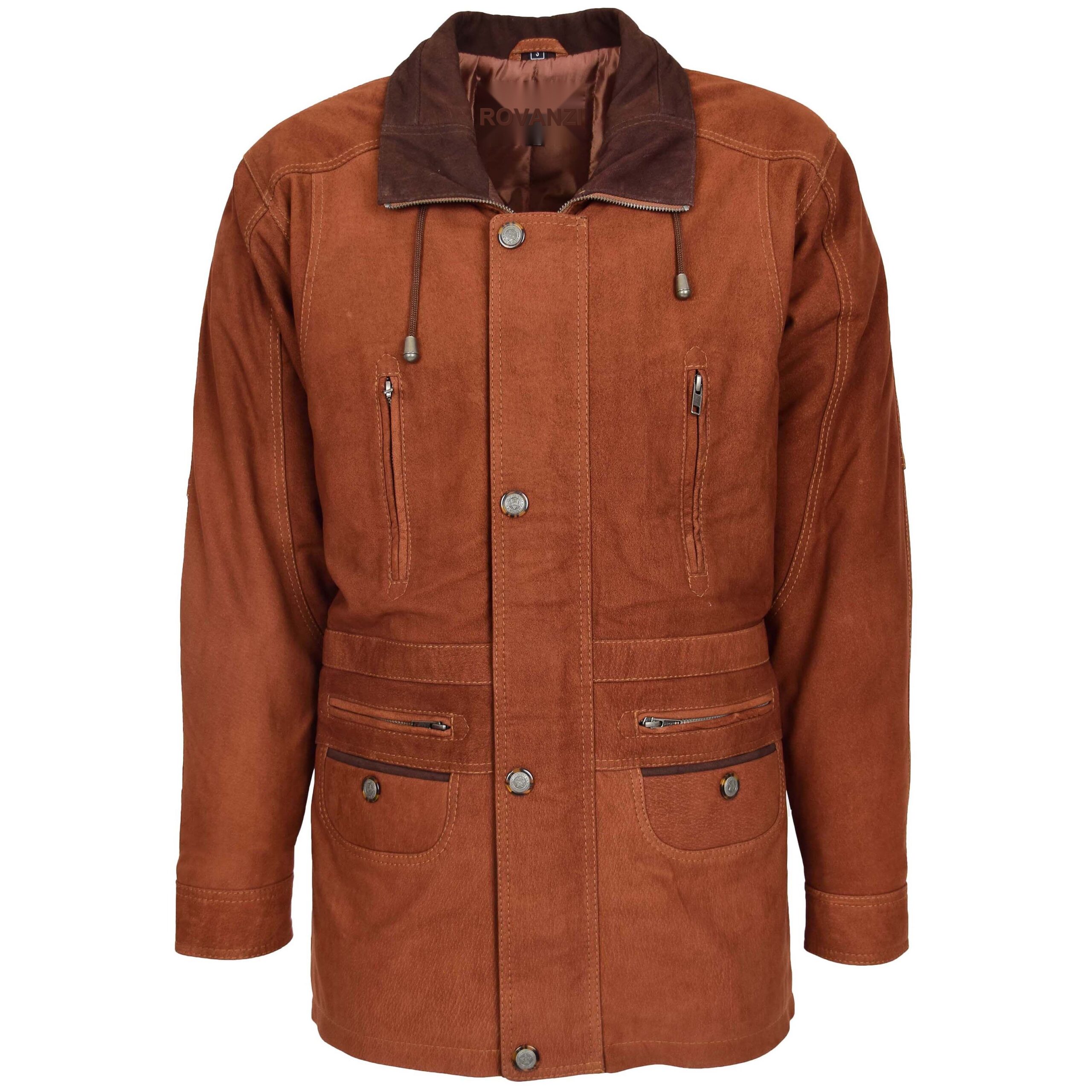 Herren Leder-Autojacke Jason in Tan Nubuk