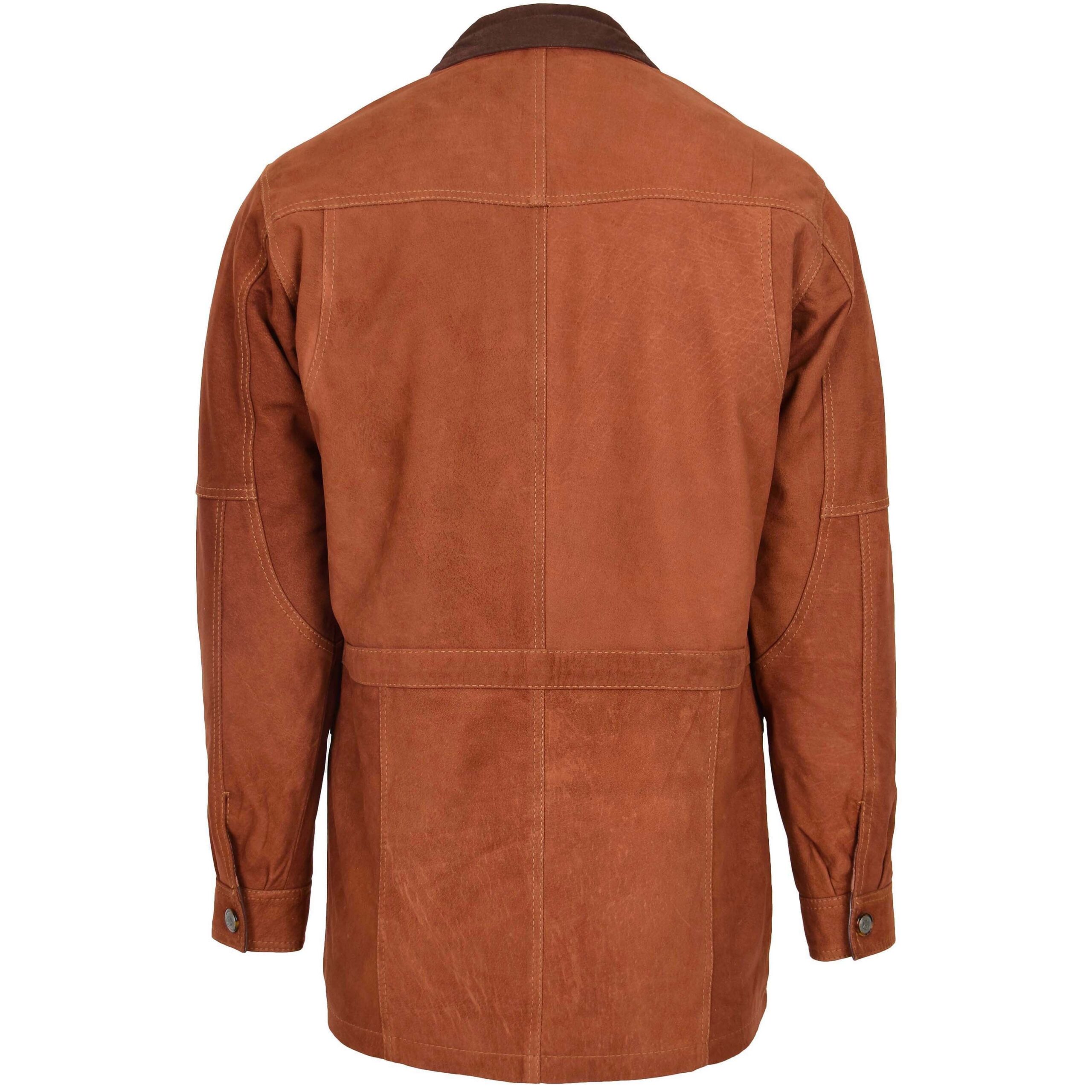 Herren Leder-Autojacke Jason in Tan Nubuk - Image 2