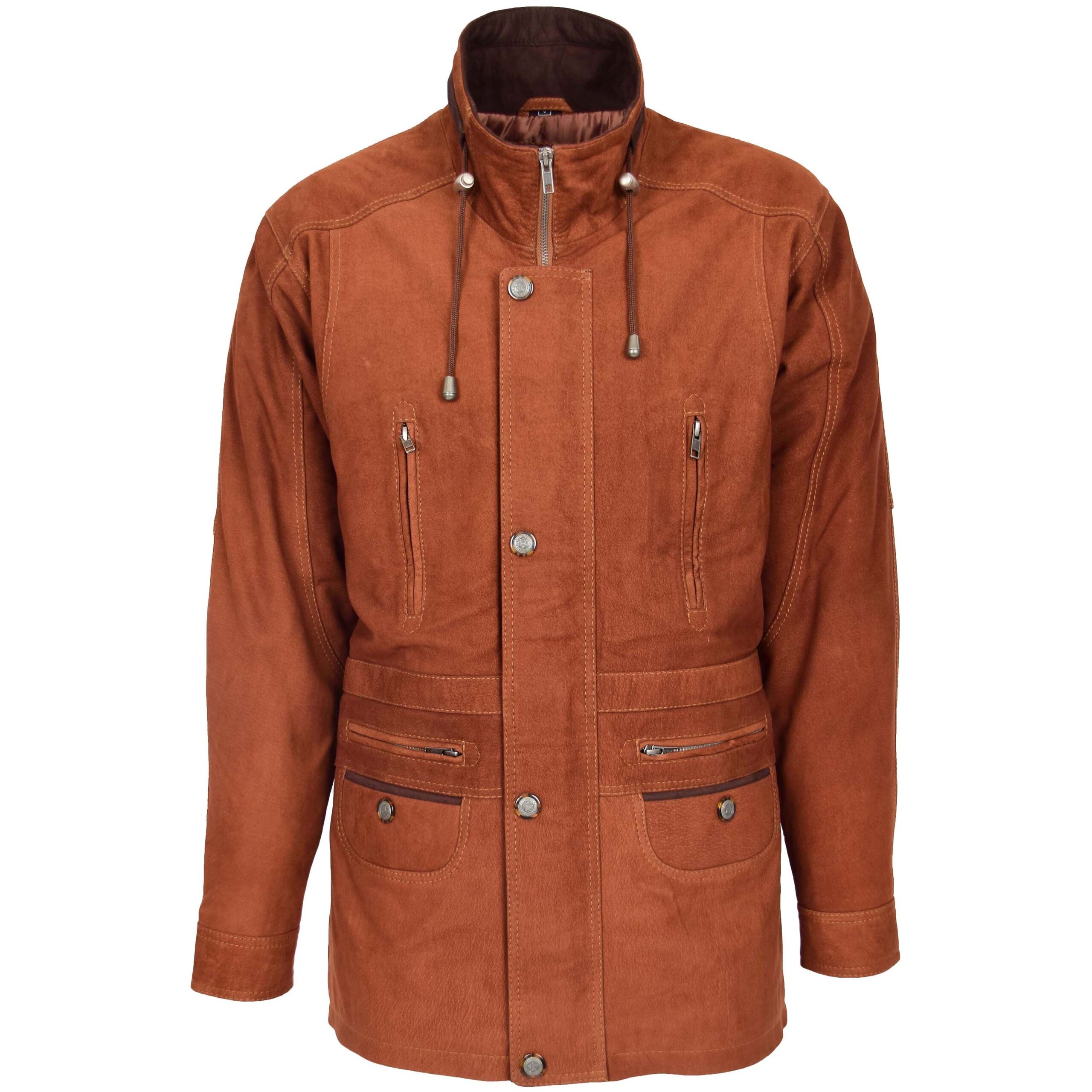 Herren Leder-Autojacke Jason in Tan Nubuk - Image 3