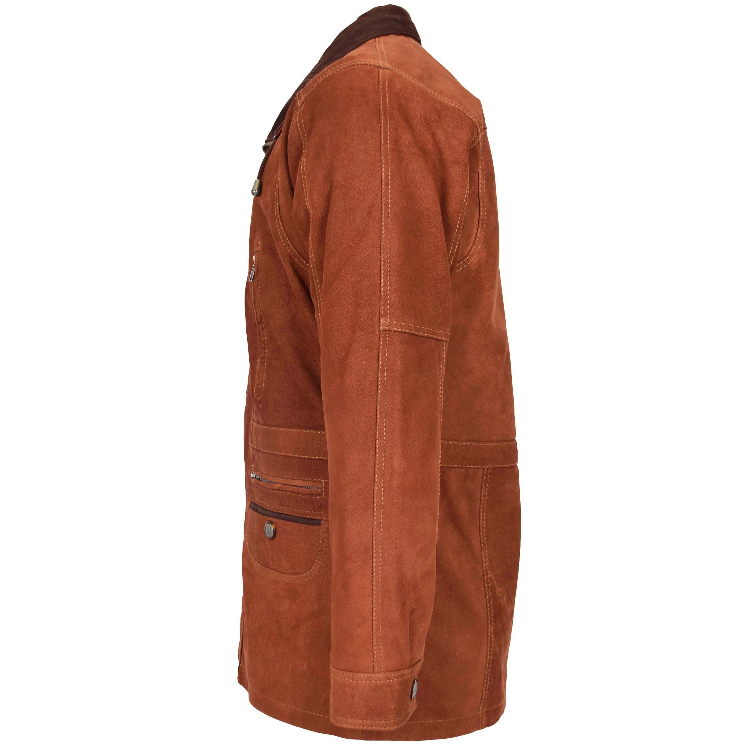 Herren Leder-Autojacke Jason in Tan Nubuk - Image 5