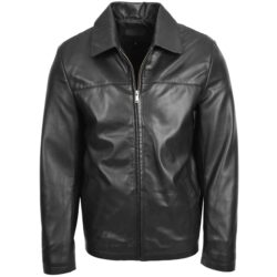 Herren Harrington Lederjacke James Schwarz
