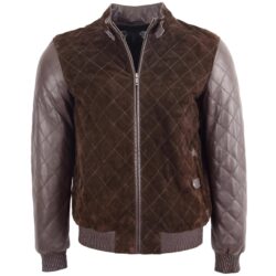 Bradley Herren Bomberjacke aus Leder und Veloursleder Braun