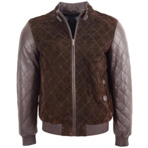 Bradley Herren Bomberjacke aus Leder und Veloursleder Braun