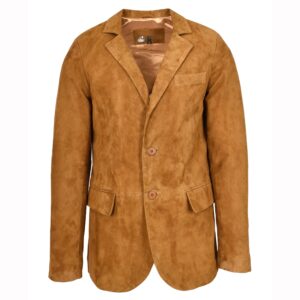 Zavi Cognac Herren Wildleder-Blazer Klassisch