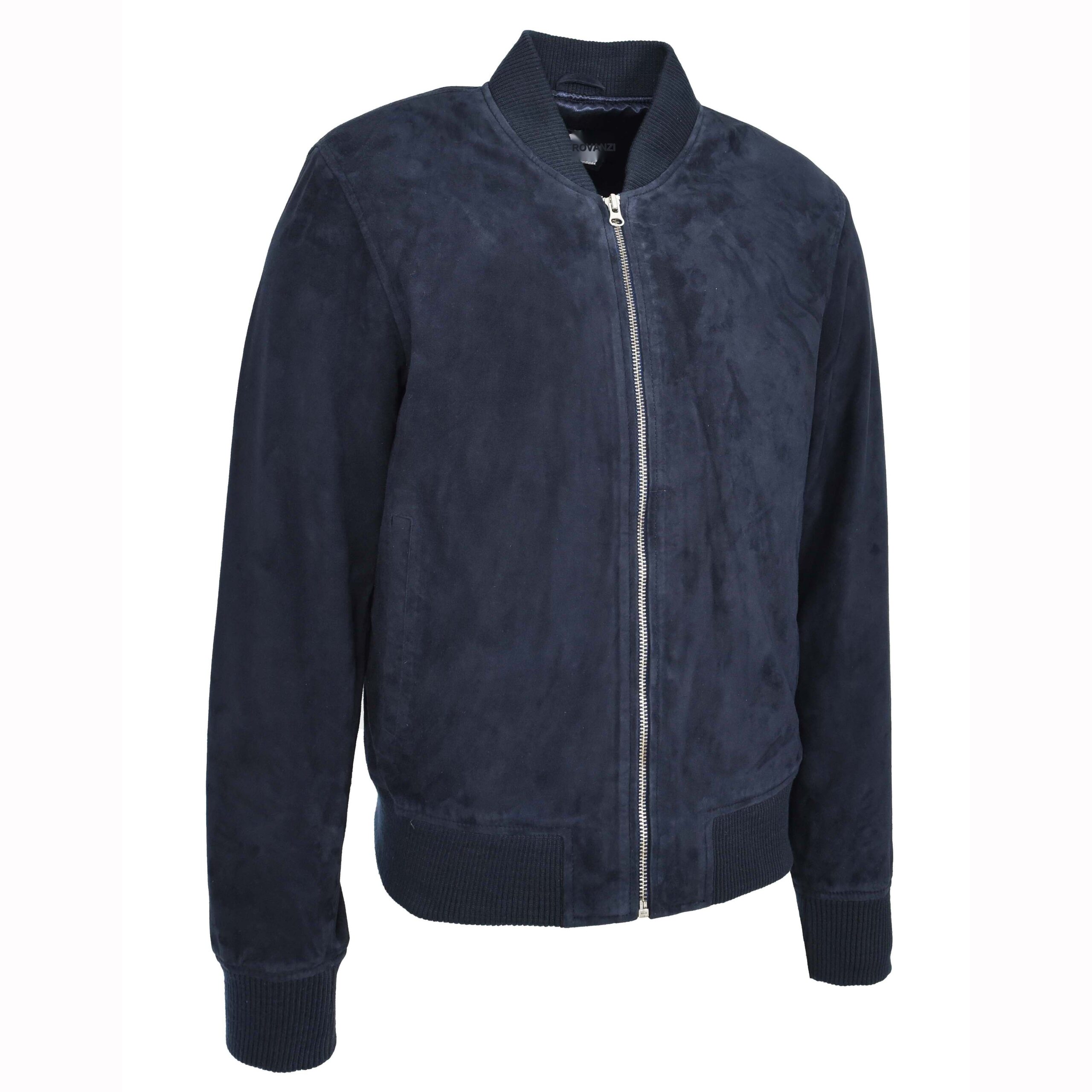 Herren Bomberjacke aus Wildleder in Navy Blau - Image 4