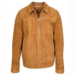 Herren Velourslederjacke Larry im Box-Schnitt Cognac