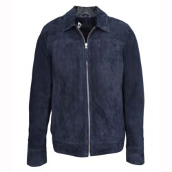 Herren Velourslederjacke Klassisch Marineblau Larry