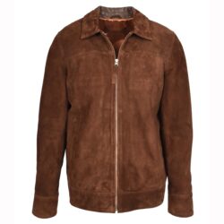 Herren Veloursleder Jacke Larry Box-Style Rostbraun