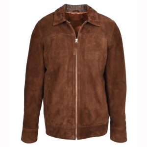 Herren Veloursleder Jacke Larry Box-Style Rostbraun