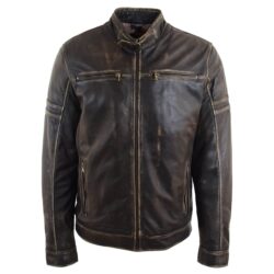 Herren Biker Lederjacke Vintage Rub Off Effekt Ricky