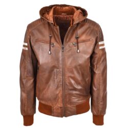 Herren Leder Bomberjacke Remmy in Cognac