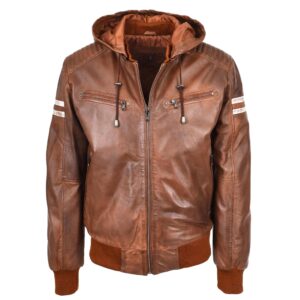 Herren Leder Bomberjacke Remmy in Cognac