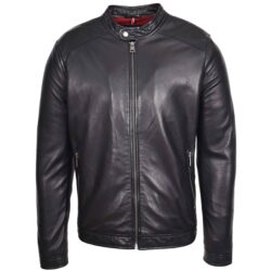 Herren Lederjacke Rowan im Biker-Stil Schwarz