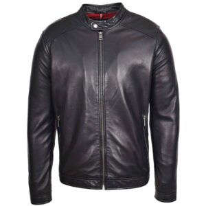 Herren Lederjacke Rowan im Biker-Stil Schwarz