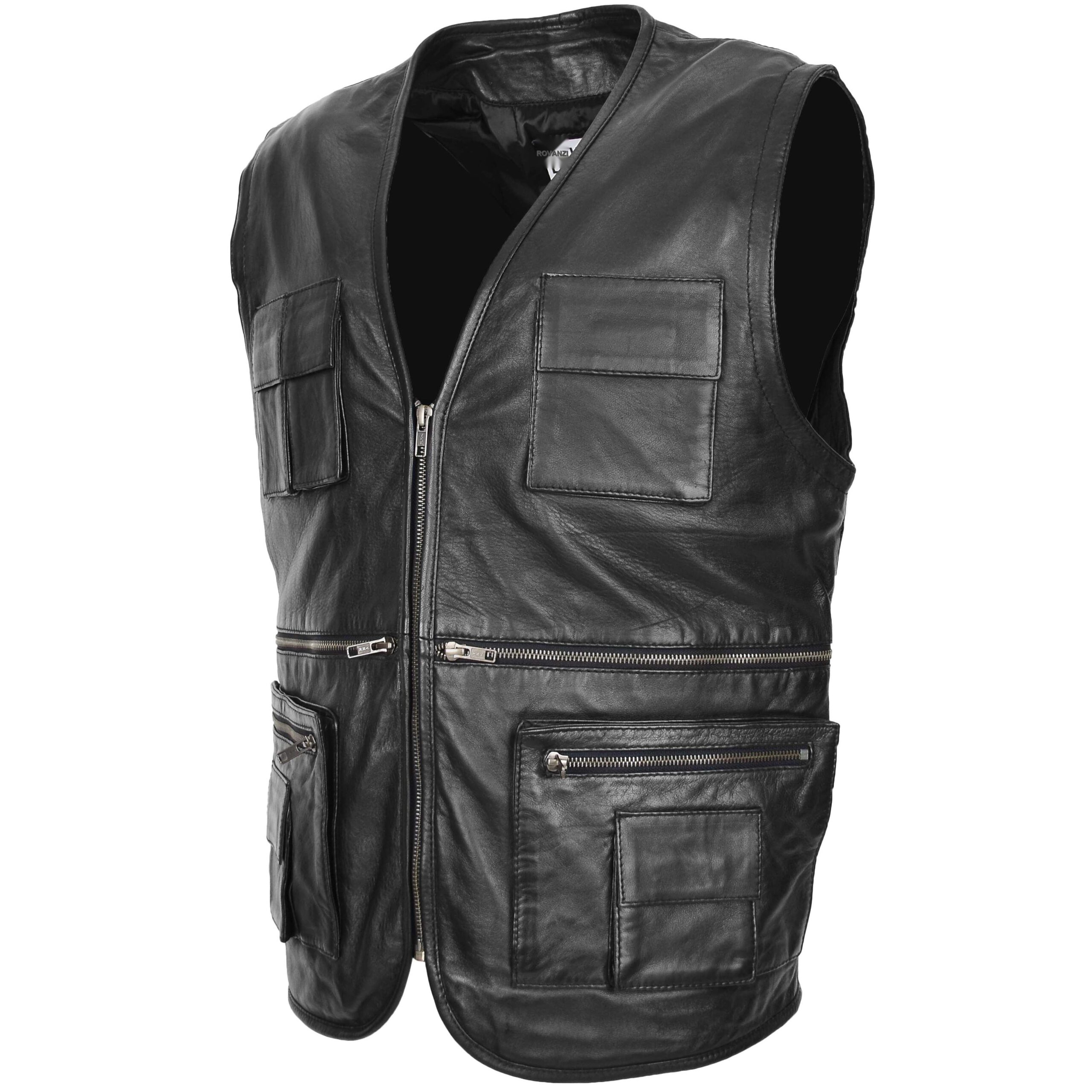 Gary Herren Echtleder-Weste Schwarz - Image 3