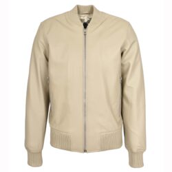 Herren Leder Bomberjacke MA-1 Varsity Stil Beige