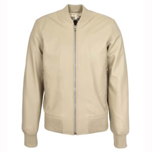 Herren Leder Bomberjacke MA-1 Varsity Stil Beige