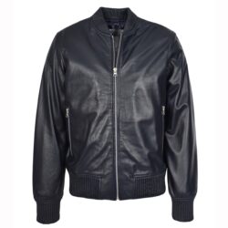 Herren Leder Bomberjacke MA-1 Varsity Style Torque Navy