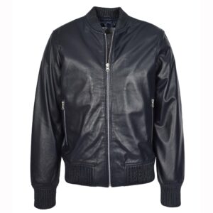 Herren Leder Bomberjacke MA-1 Varsity Style Torque Navy