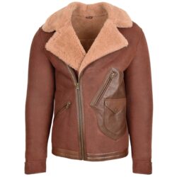 Herren Lammfelljacke Aviator Biker Dustin Braun