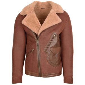 Herren Lammfelljacke Aviator Biker Dustin Braun