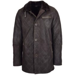 Herren Lammfelljacke Cross-Stitch Anorak Edwin Dunkelbraun