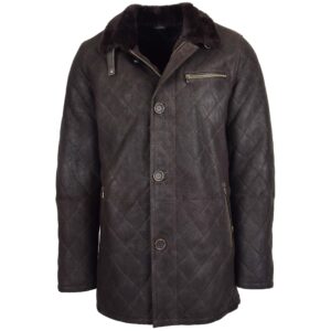 Herren Lammfelljacke Cross-Stitch Anorak Edwin Dunkelbraun