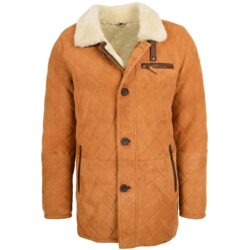 Herren Lammfelljacke Anorak Cross-Stitch Edwin Tan