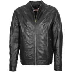 Herren Lederjacke Bomber Matt Schwarz
