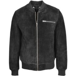 Herren Veloursleder Bomberjacke Schwarz