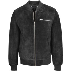 Herren Veloursleder Bomberjacke Schwarz