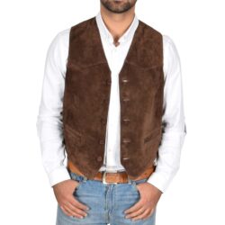 Herren Weste aus Veloursleder in Braun
