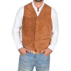 Herren Weste aus Veloursleder in Don Tan