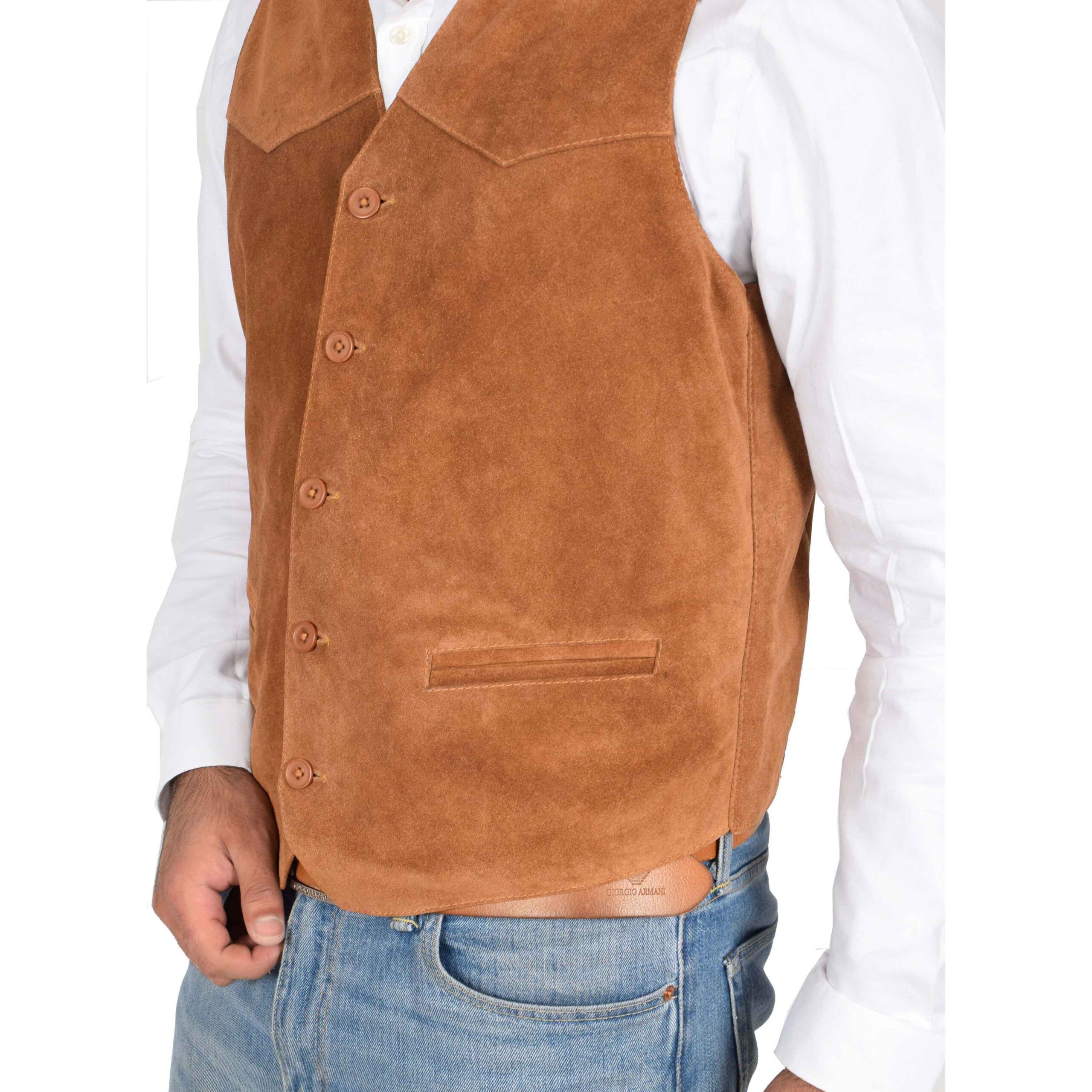 Herren Weste aus Veloursleder in Don Tan - Image 7