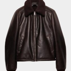 Herren Aviator Lederjacke mit Lammfellkragen